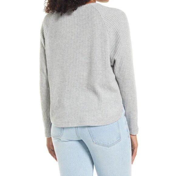 BP Henley Long Sleeve Bnwot Gray Top Womens Snap Button Oversize - Picture 7 of 9